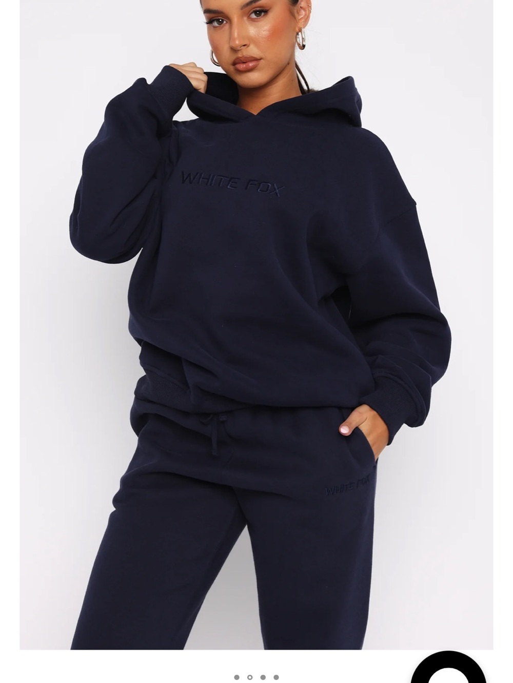 White Fox Boutique Navy Embroidered Logo Hoodie